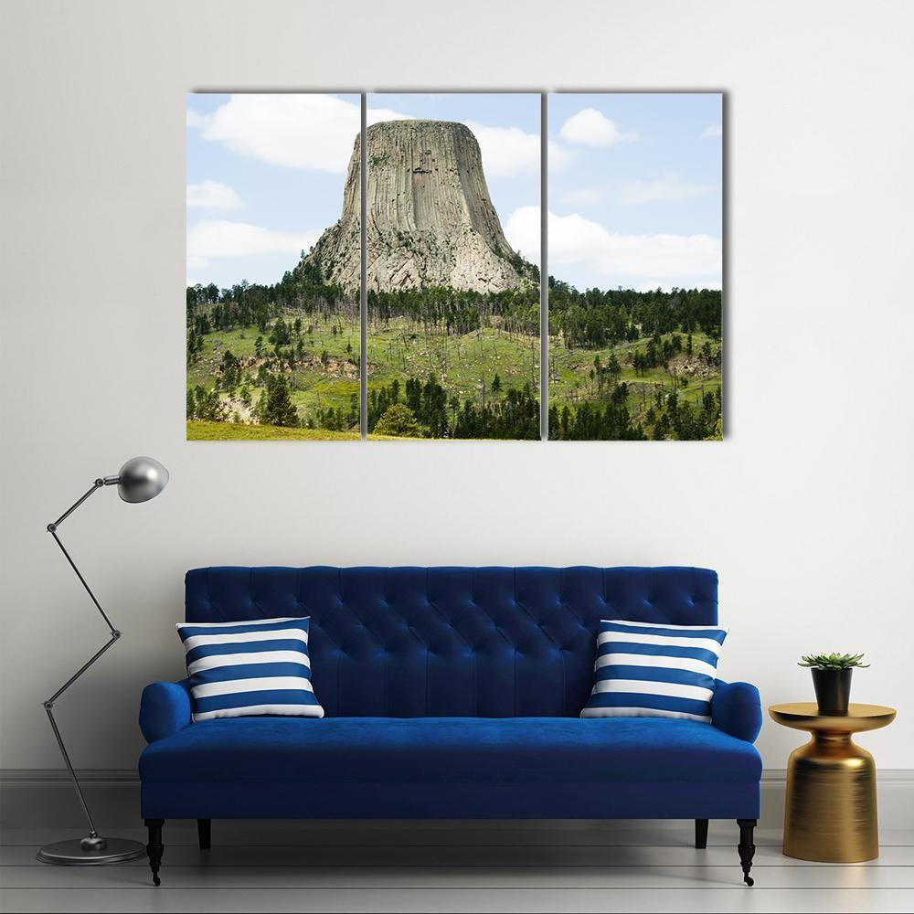 Devils Tower Canvas Wall Art-3 Horizontal-Gallery Wrap-37" x 24"-Tiaracle
