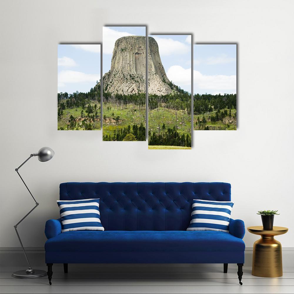 Devils Tower Canvas Wall Art-1 Piece-Gallery Wrap-48" x 32"-Tiaracle