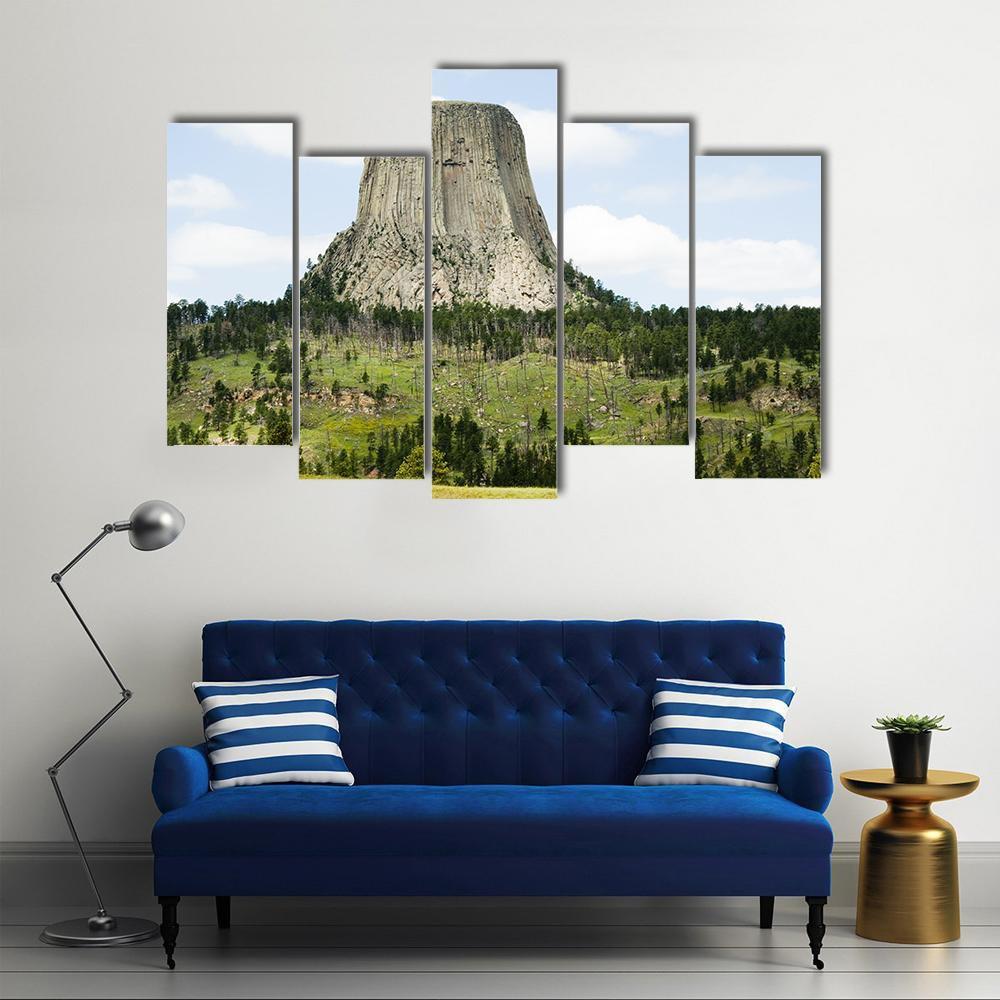 Devils Tower Canvas Wall Art-5 Pop-Gallery Wrap-47" x 32"-Tiaracle