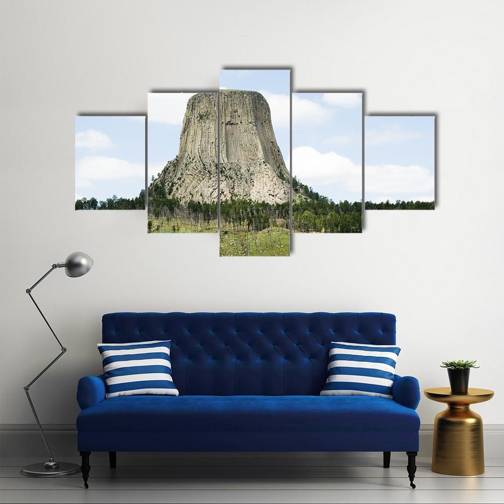 Devils Tower Canvas Wall Art-5 Star-Gallery Wrap-62" x 32"-Tiaracle