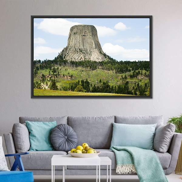 Devils Tower Canvas Wall Art-3 Horizontal-Gallery Wrap-25" x 16"-Tiaracle