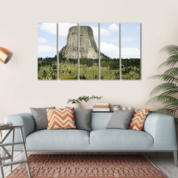 Devils Tower Canvas Wall Art-5 Horizontal-Gallery Wrap-22" x 12"-Tiaracle