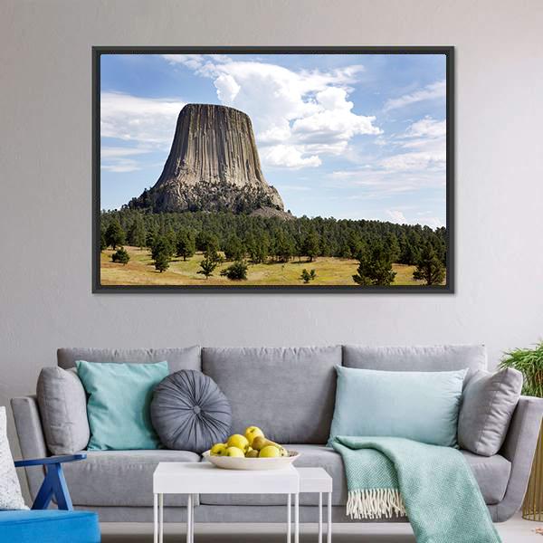 Devils Tower Wyoming Canvas Wall Art-5 Horizontal-Gallery Wrap-22" x 12"-Tiaracle