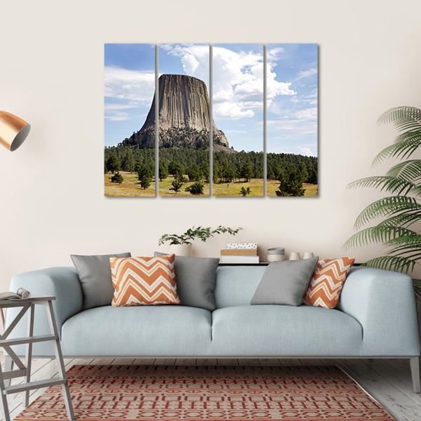 Devils Tower Wyoming Canvas Wall Art-4 Horizontal-Gallery Wrap-34" x 24"-Tiaracle