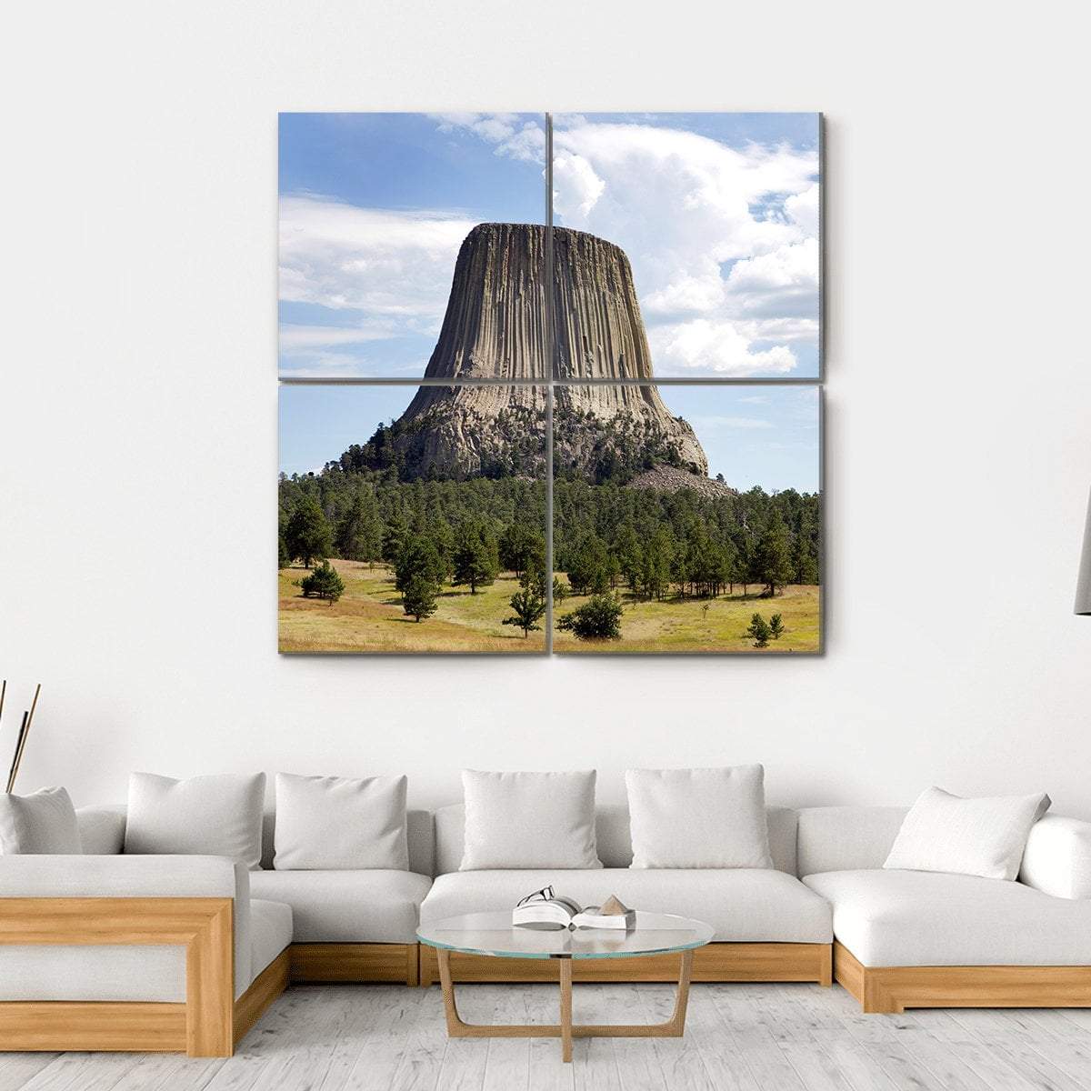 Devils Tower Wyoming Canvas Wall Art-4 Square-Gallery Wrap-17" x 17"-Tiaracle