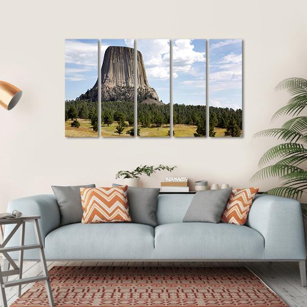 Devils Tower Wyoming Canvas Wall Art-5 Horizontal-Gallery Wrap-22" x 12"-Tiaracle