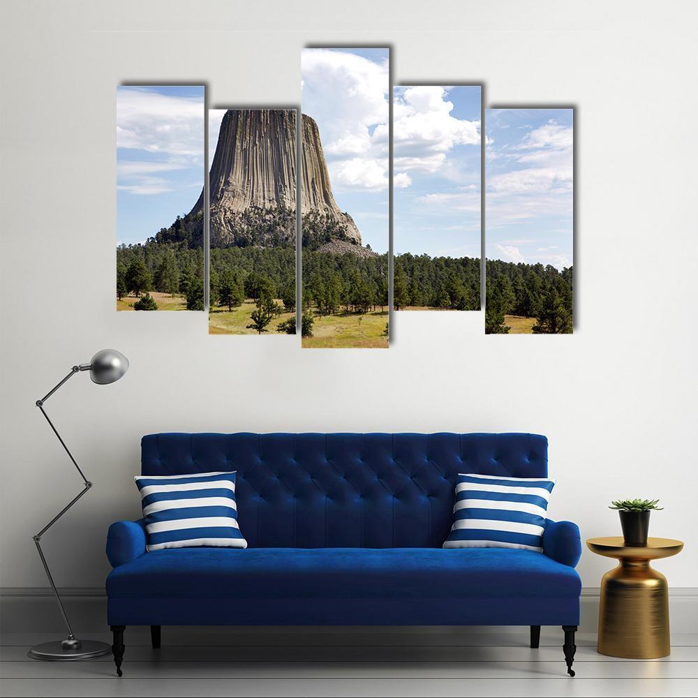 Devils Tower Wyoming Canvas Wall Art-5 Pop-Gallery Wrap-47" x 32"-Tiaracle