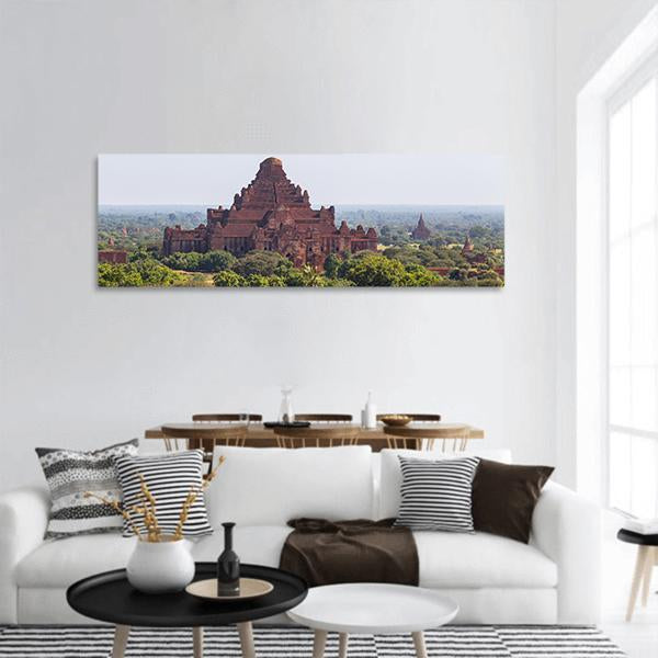 Dhammayangyi Temple Myanmar Panoramic Canvas Wall Art-3 Piece-25" x 08"-Tiaracle