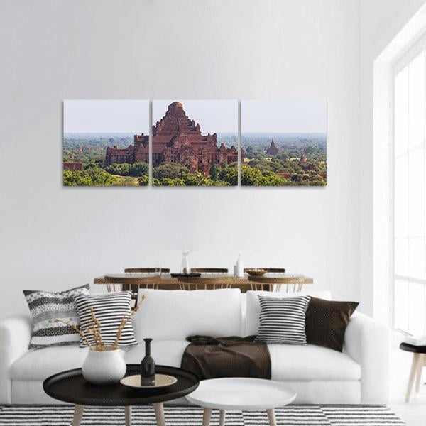 Dhammayangyi Temple Myanmar Panoramic Canvas Wall Art-3 Piece-25" x 08"-Tiaracle