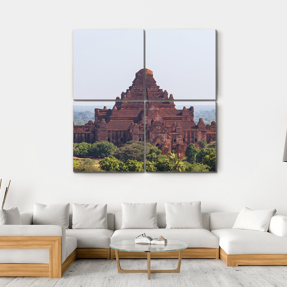 Dhammayangyi Temple Myanmar Canvas Wall Art-4 Square-Gallery Wrap-17" x 17"-Tiaracle