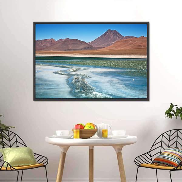 Diamond Lagoon In Desert Canvas Wall Art-1 Piece-Floating Frame-24" x 16"-Tiaracle