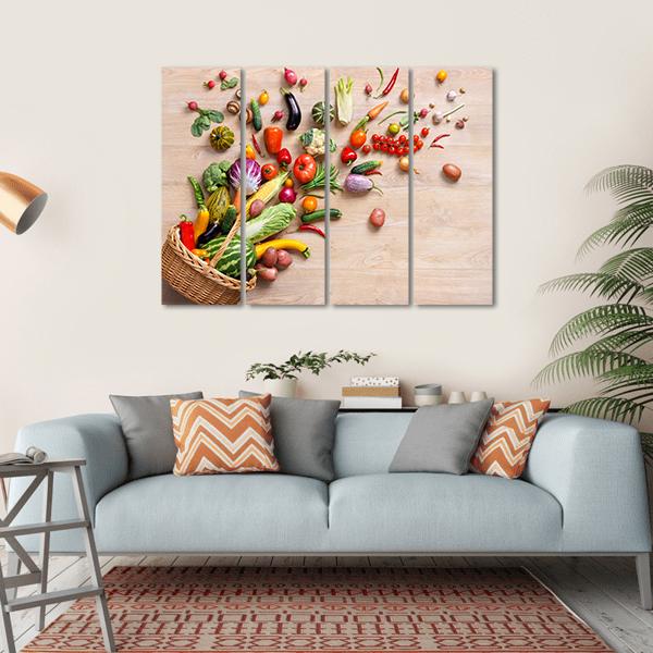 Different Fruits & Vegetables Canvas Wall Art-4 Horizontal-Gallery Wrap-34" x 24"-Tiaracle