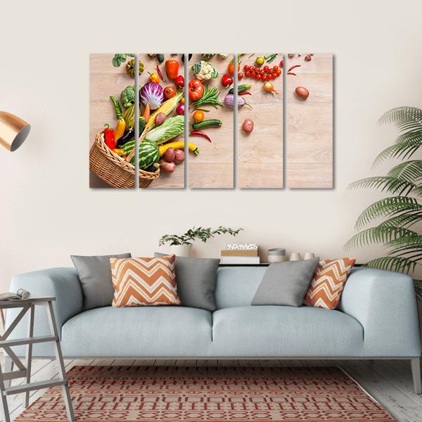 Different Fruits & Vegetables Canvas Wall Art-5 Horizontal-Gallery Wrap-22" x 12"-Tiaracle