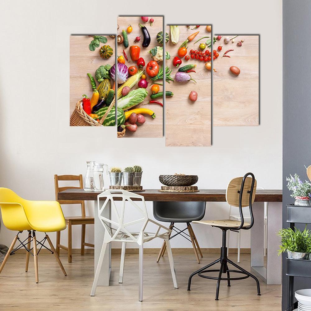 Different Fruits & Vegetables Canvas Wall Art-1 Piece-Gallery Wrap-48" x 32"-Tiaracle