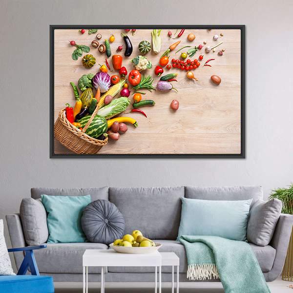 Different Fruits & Vegetables Canvas Wall Art-5 Horizontal-Gallery Wrap-22" x 12"-Tiaracle