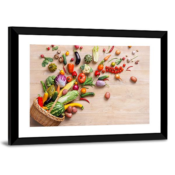 Different Fruits & Vegetables Canvas Wall Art-5 Horizontal-Gallery Wrap-22" x 12"-Tiaracle