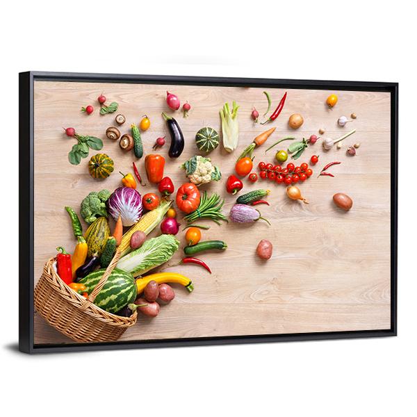 Different Fruits & Vegetables Canvas Wall Art-5 Horizontal-Gallery Wrap-22" x 12"-Tiaracle
