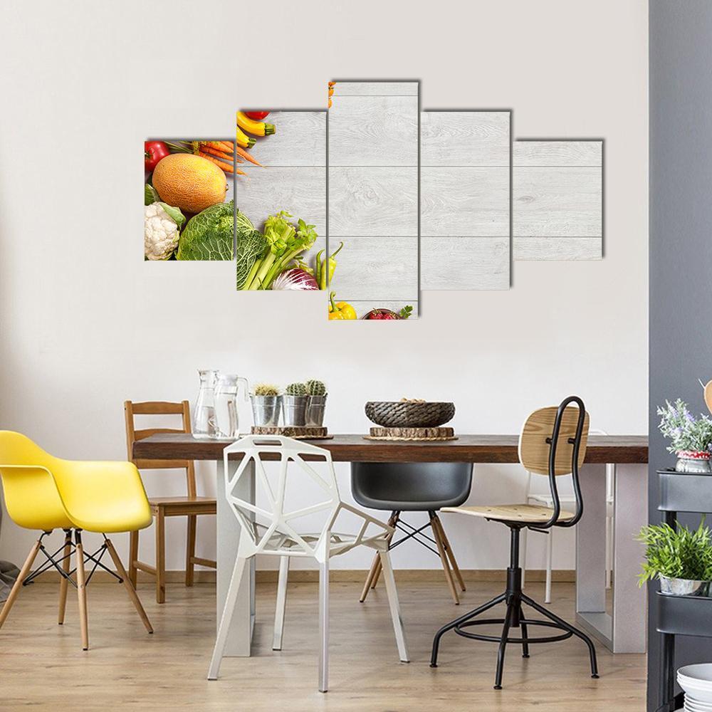 Different Vegetables And Fruits Canvas Wall Art-5 Star-Gallery Wrap-62&quot; x 32&quot;-Tiaracle