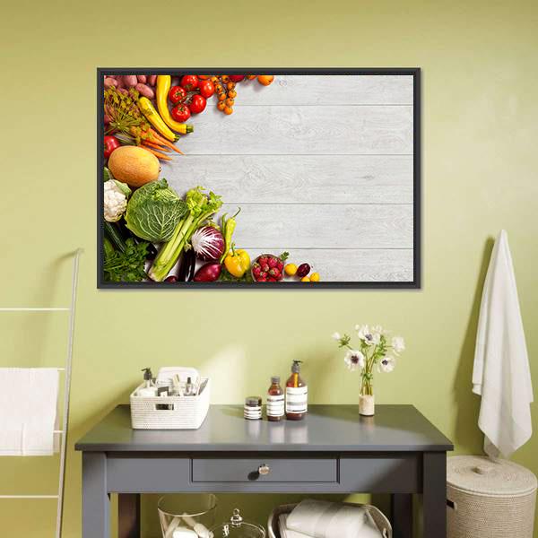 Different Vegetables And Fruits Canvas Wall Art-3 Horizontal-Gallery Wrap-25&quot; x 16&quot;-Tiaracle
