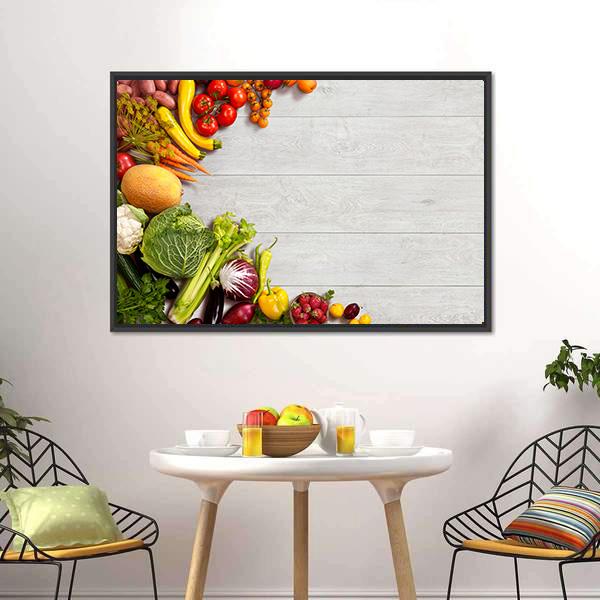 Different Vegetables And Fruits Canvas Wall Art-1 Piece-Floating Frame-24&quot; x 16&quot;-Tiaracle