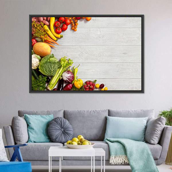 Different Vegetables And Fruits Canvas Wall Art-3 Horizontal-Gallery Wrap-25&quot; x 16&quot;-Tiaracle