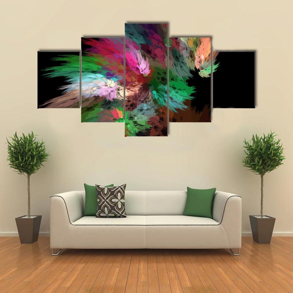 Digital Fractal Illustration Canvas Wall Art-5 Star-Gallery Wrap-62" x 32"-Tiaracle