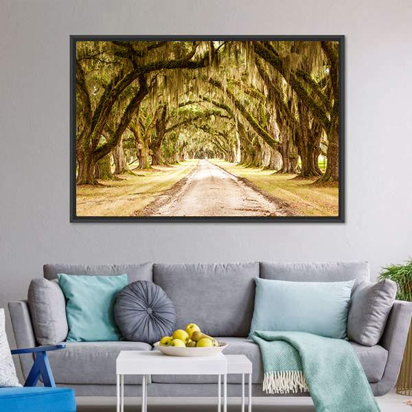 Dirt Road Forest Canvas Wall Art-3 Horizontal-Gallery Wrap-25&quot; x 16&quot;-Tiaracle
