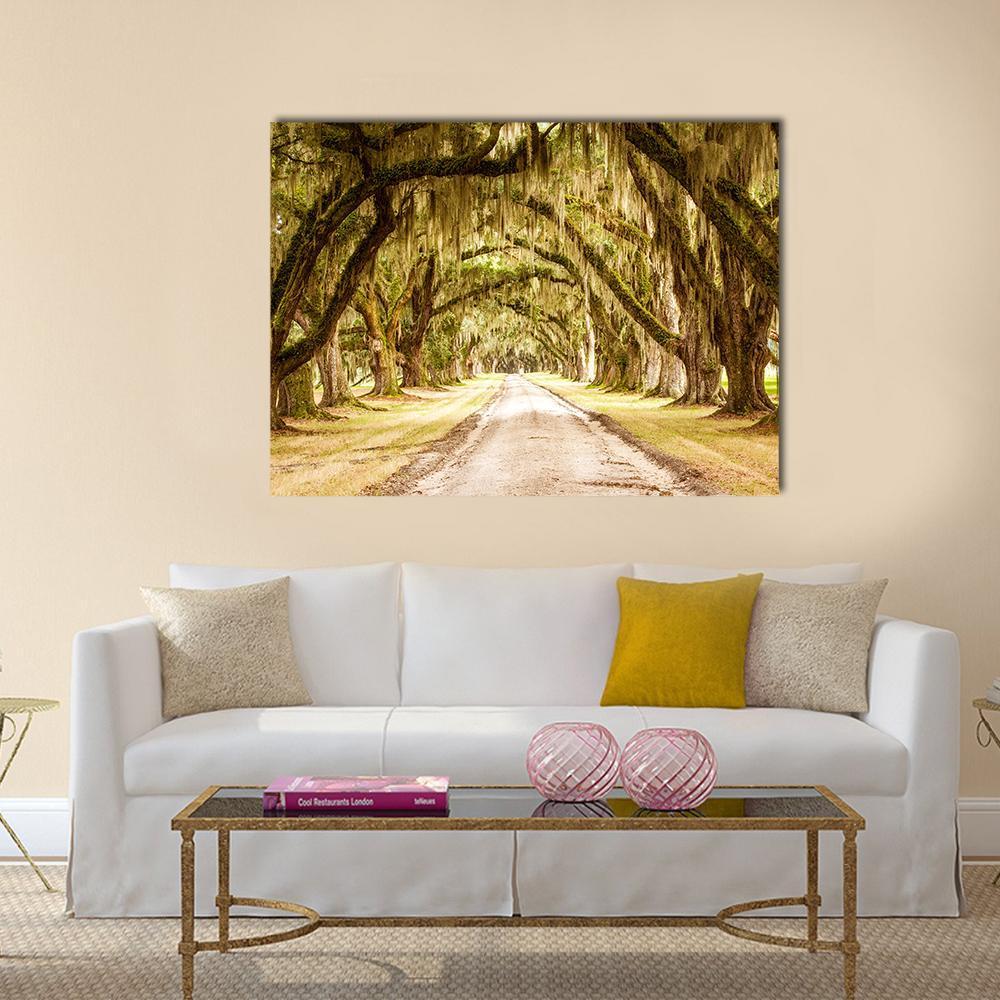 Dirt Road Forest Canvas Wall Art-1 Piece-Gallery Wrap-36&quot; x 24&quot;-Tiaracle