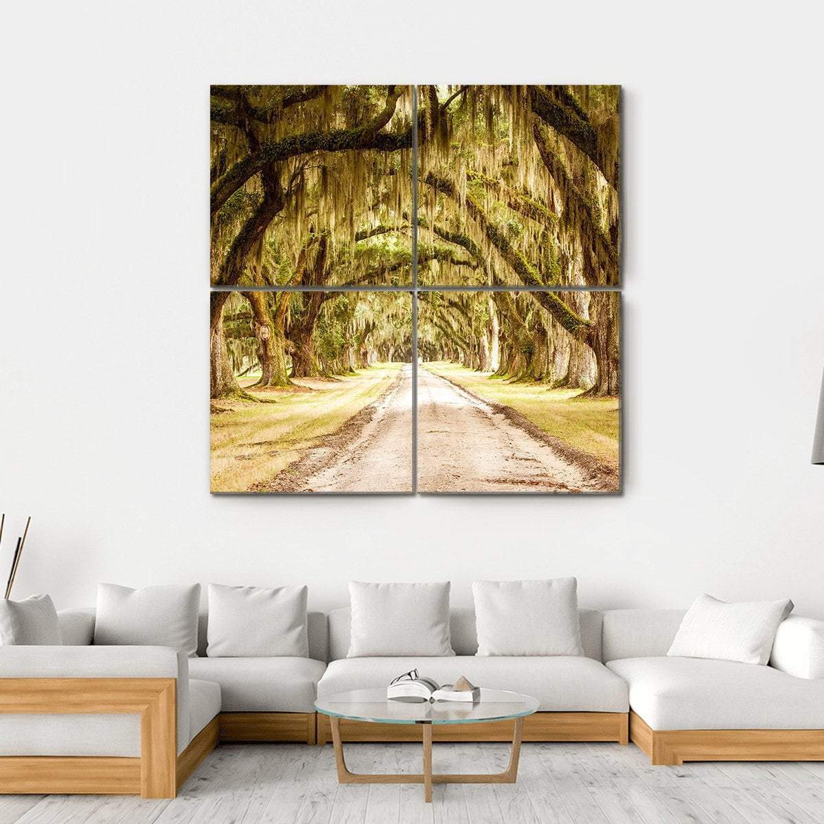 Dirt Road Forest Canvas Wall Art-4 Square-Gallery Wrap-17&quot; x 17&quot;-Tiaracle