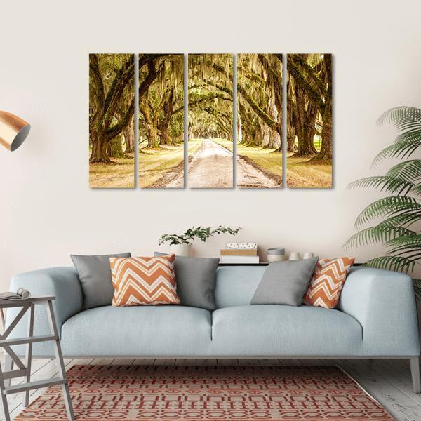 Dirt Road Forest Canvas Wall Art-5 Horizontal-Gallery Wrap-22" x 12"-Tiaracle