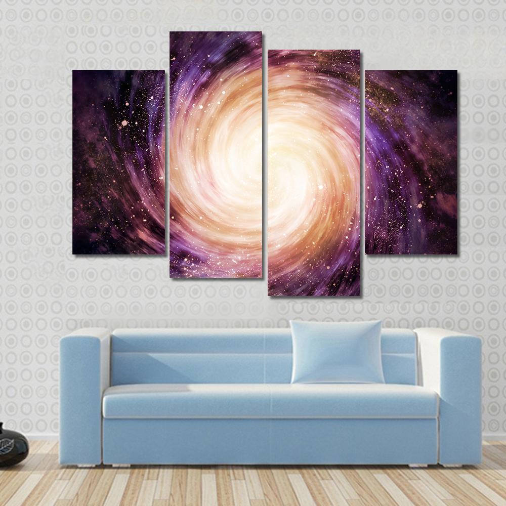 Distant Spiral Galaxy Canvas Wall Art-4 Pop-Gallery Wrap-50&quot; x 32&quot;-Tiaracle