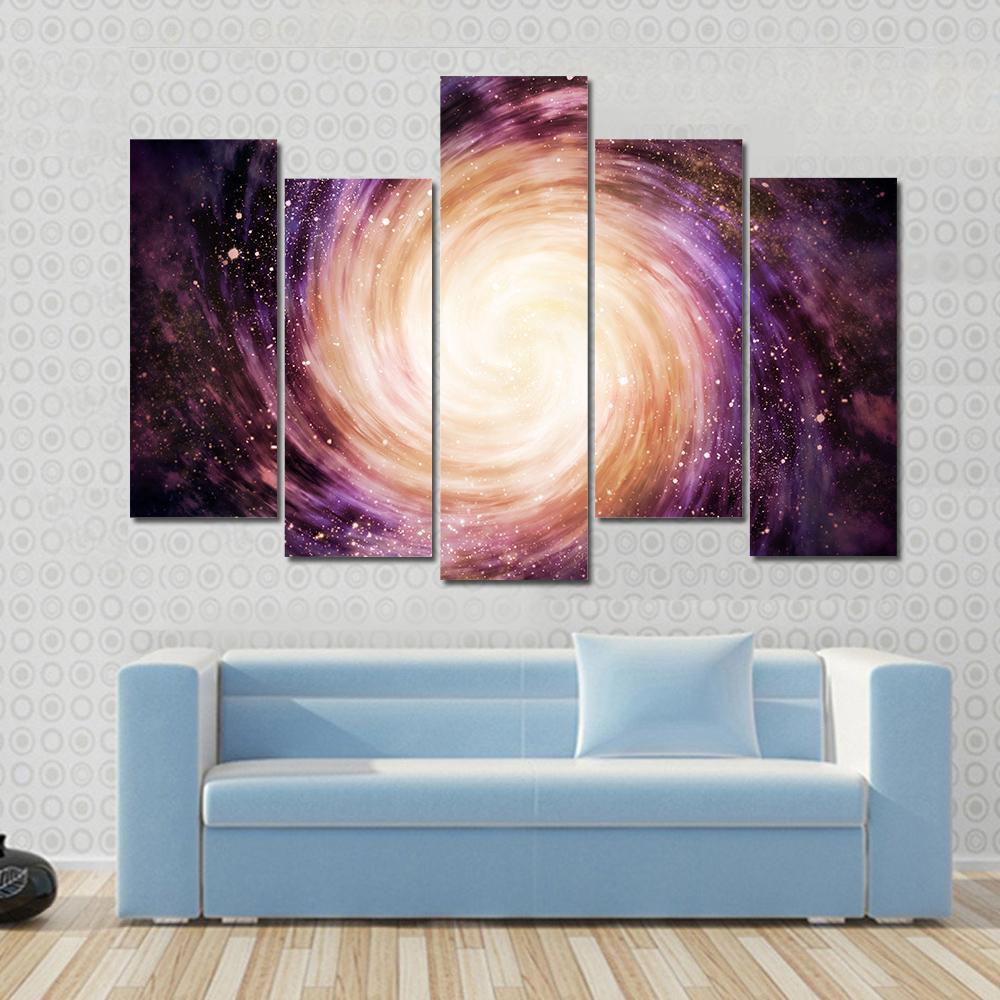 Distant Spiral Galaxy Canvas Wall Art-5 Pop-Gallery Wrap-47&quot; x 32&quot;-Tiaracle