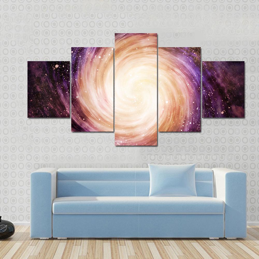 Distant Spiral Galaxy Canvas Wall Art-5 Star-Gallery Wrap-62&quot; x 32&quot;-Tiaracle