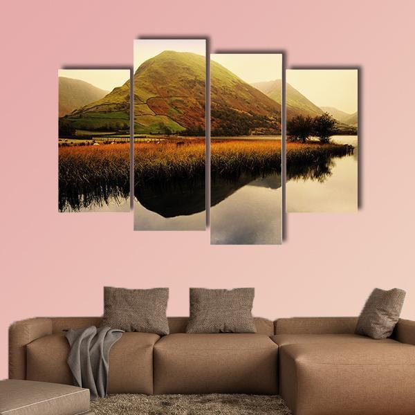 District Lake England Canvas Wall Art-4 Pop-Gallery Wrap-50" x 32"-Tiaracle