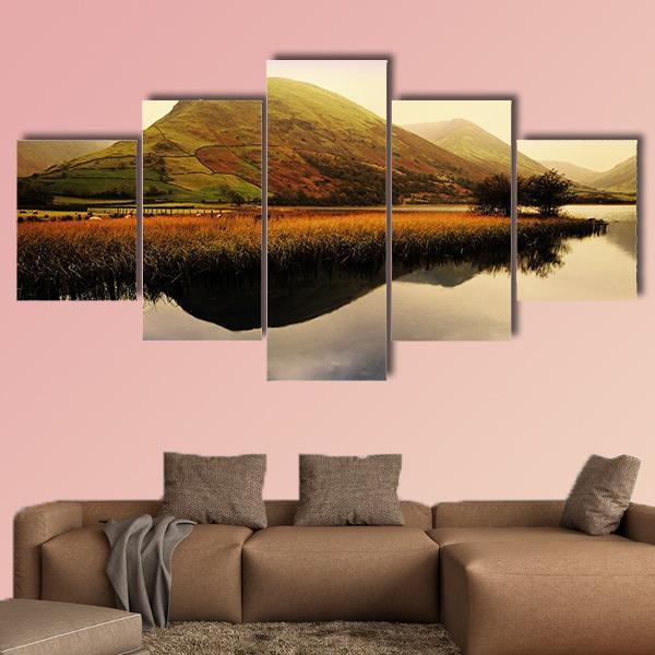 District Lake England Canvas Wall Art-5 Star-Gallery Wrap-62" x 32"-Tiaracle