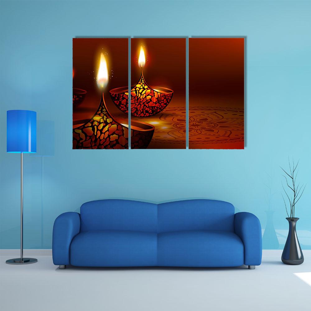 Diwali Festival Canvas Wall Art-3 Horizontal-Gallery Wrap-25" x 16"-Tiaracle