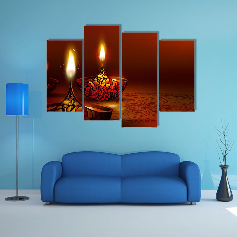 Diwali Festival Canvas Wall Art-4 Pop-Gallery Wrap-34" x 20"-Tiaracle