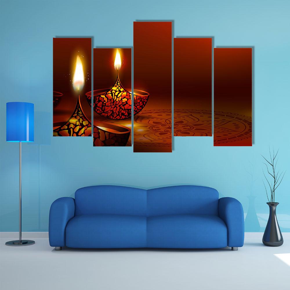 Diwali Festival Canvas Wall Art-5 Pop-Gallery Wrap-32" x 21"-Tiaracle
