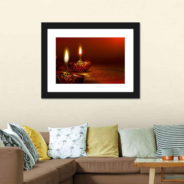 Diwali Festival Canvas Wall Art-1 Piece-Framed Print-20" x 16"-Tiaracle