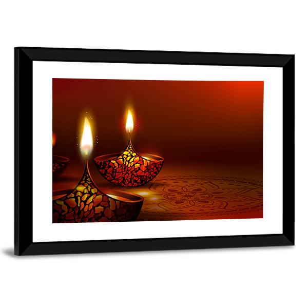 Diwali Festival Panoramic Canvas Wall Art-1 Piece-36" x 12"-Tiaracle