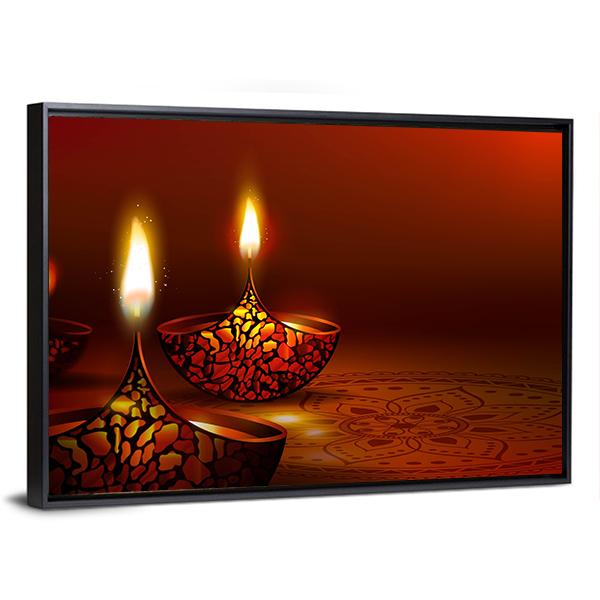 Diwali Festival Panoramic Canvas Wall Art-1 Piece-36" x 12"-Tiaracle