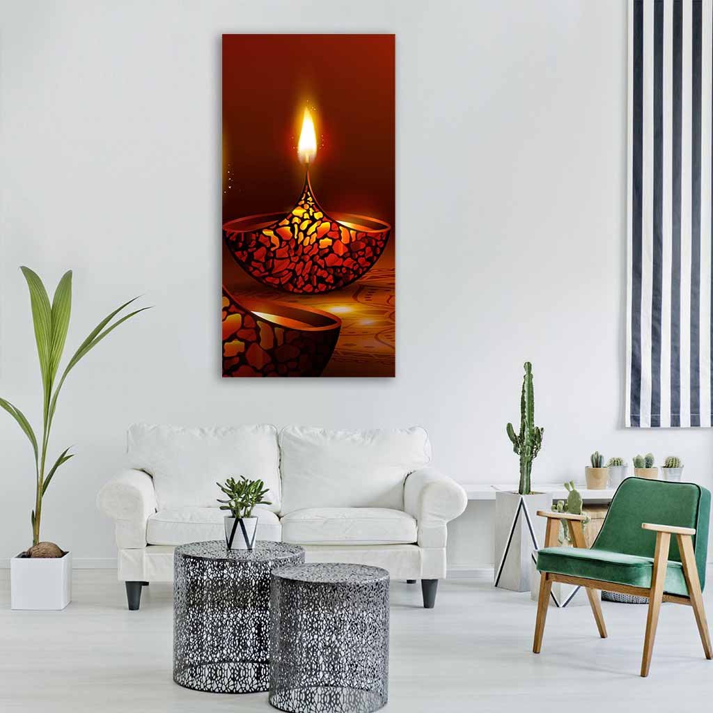 Diwali Festival Vertical Canvas Wall Art-1 Vertical-Gallery Wrap-12" x 24"-Tiaracle