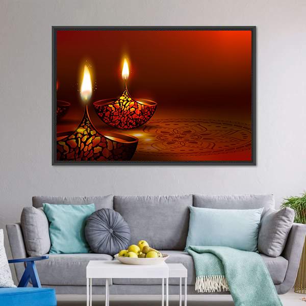 Diwali Festival Vertical Canvas Wall Art-3 Vertical-Gallery Wrap-12" x 25"-Tiaracle
