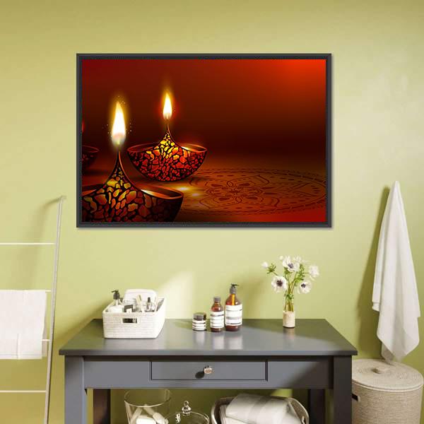 Diwali Festival Vertical Canvas Wall Art-3 Vertical-Gallery Wrap-12" x 25"-Tiaracle