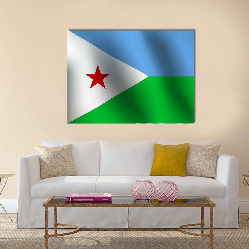 Djibouti Flag Canvas Wall Art-1 Piece-Gallery Wrap-36" x 24"-Tiaracle