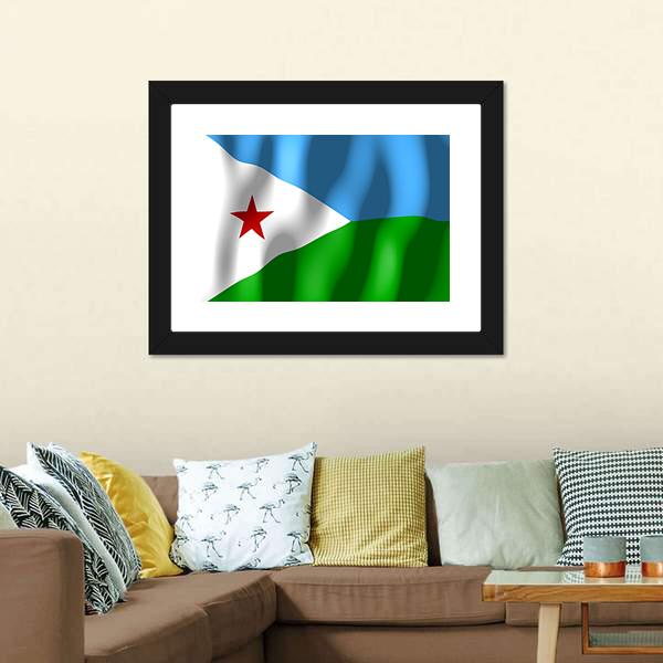 Djibouti Flag Canvas Wall Art-1 Piece-Framed Print-20" x 16"-Tiaracle