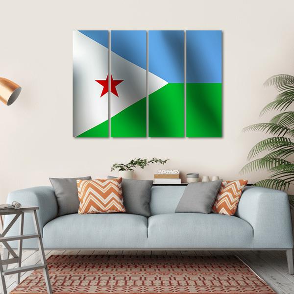 Djibouti Flag Canvas Wall Art-4 Horizontal-Gallery Wrap-34" x 24"-Tiaracle