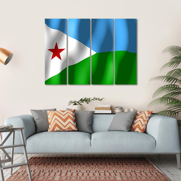 Djibouti Flag Canvas Wall Art-4 Horizontal-Gallery Wrap-34" x 24"-Tiaracle