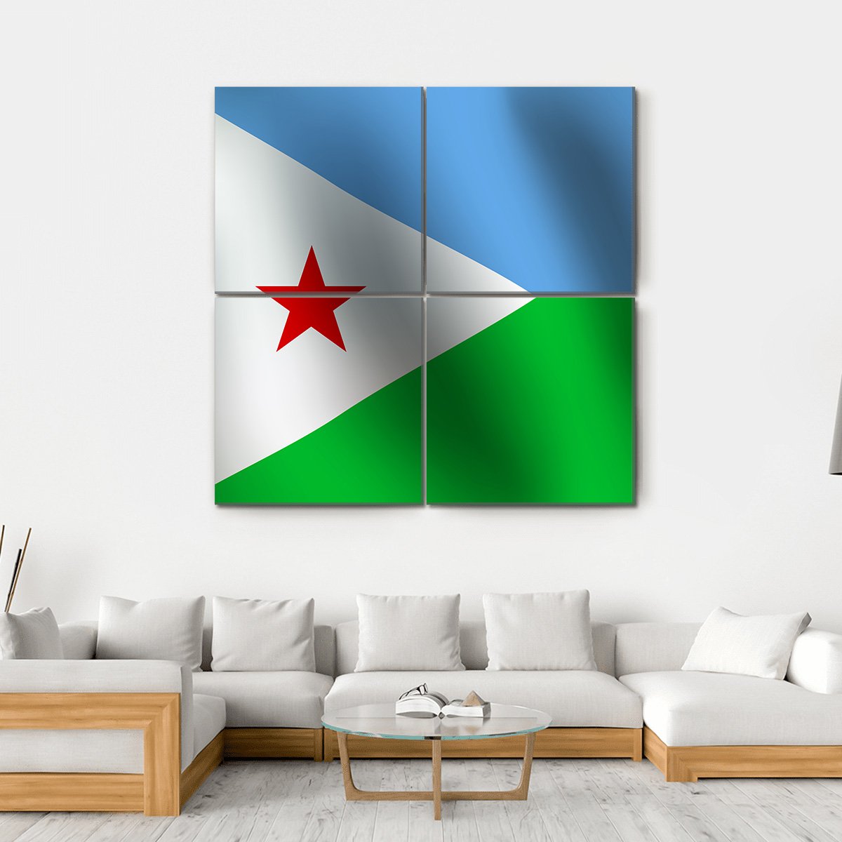 Djibouti Flag Canvas Wall Art-4 Square-Gallery Wrap-17" x 17"-Tiaracle