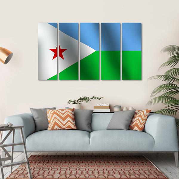 Djibouti Flag Canvas Wall Art-5 Horizontal-Gallery Wrap-22" x 12"-Tiaracle